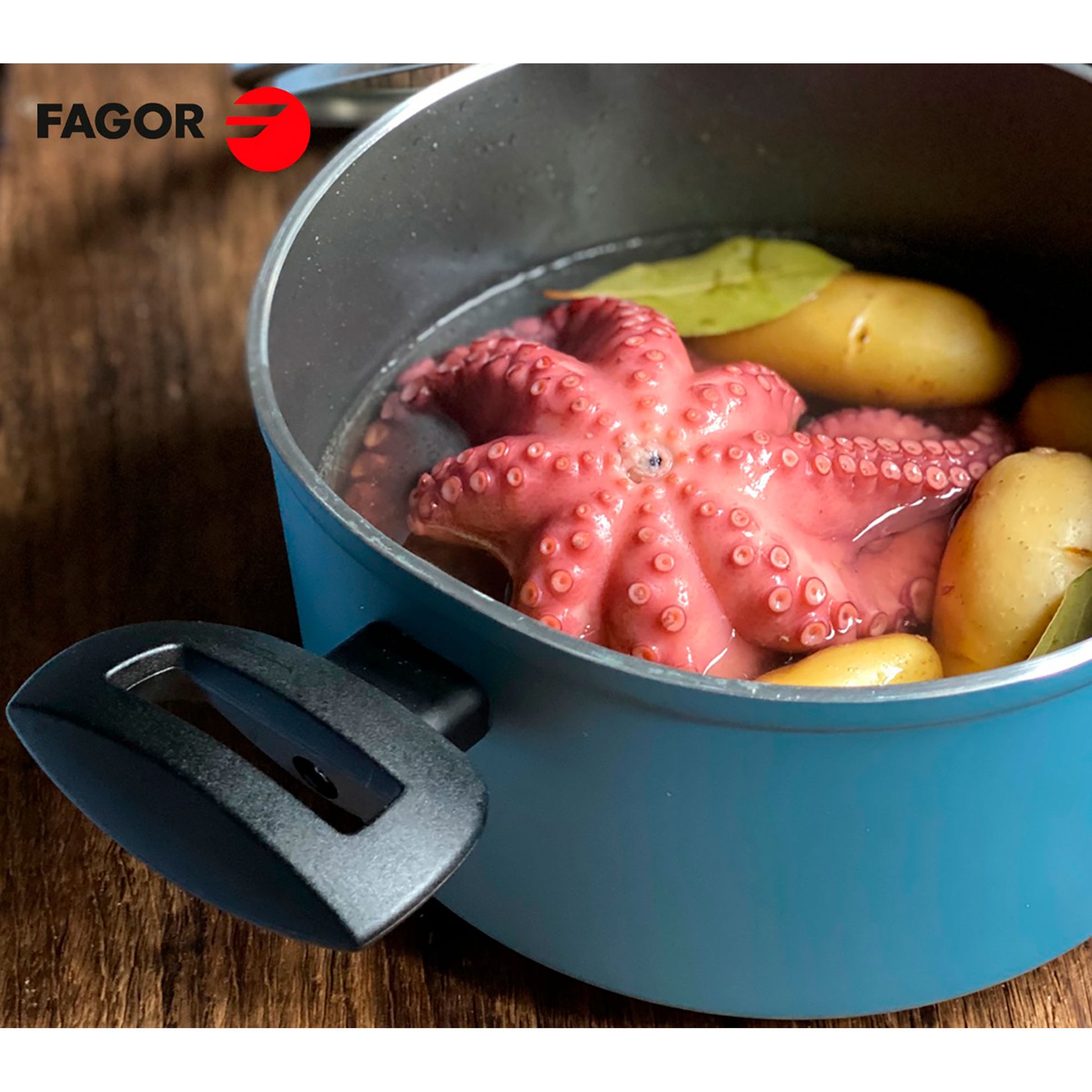 Batería Cocina Inducción 8 Piezas, Antiadherente Sin Pfoa, Aluminio Forjado, Cazuelas Sartenes Fagor Maxima Azul_1