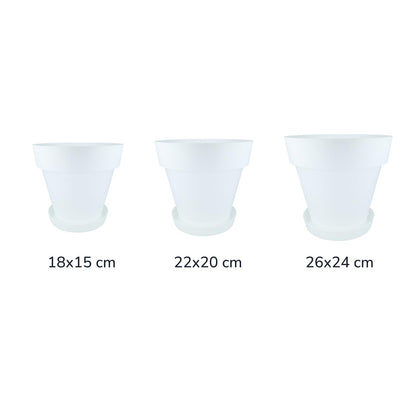 Pack maceta con plato color blanco Tes 26 x 24 cm