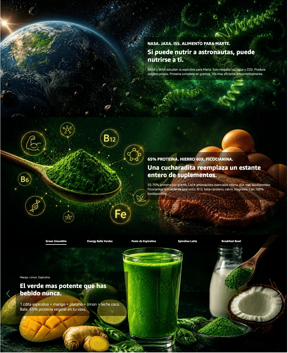 Espirulina En Polvo Bio - 1kg | Superalimento Ecológico Vegano Para Batidos, Smoothies Y Zumos, Sin Azúcares Añadidos_4