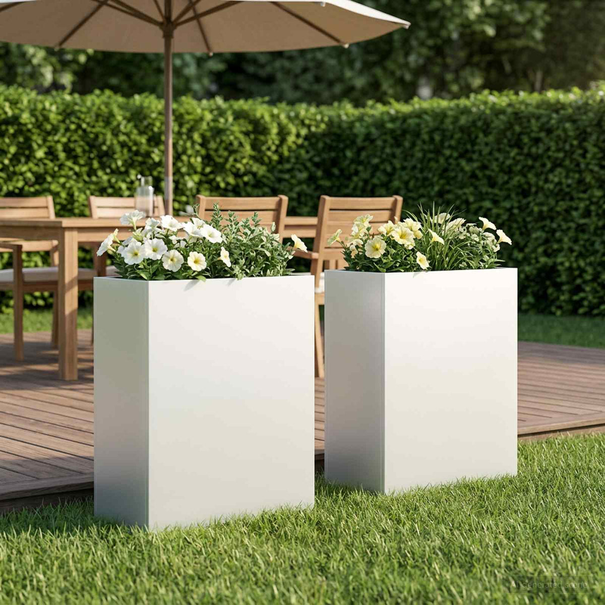 Macetero De Jardín 2 Uds. Blanco 40 X 20 X 40 Cm_1
