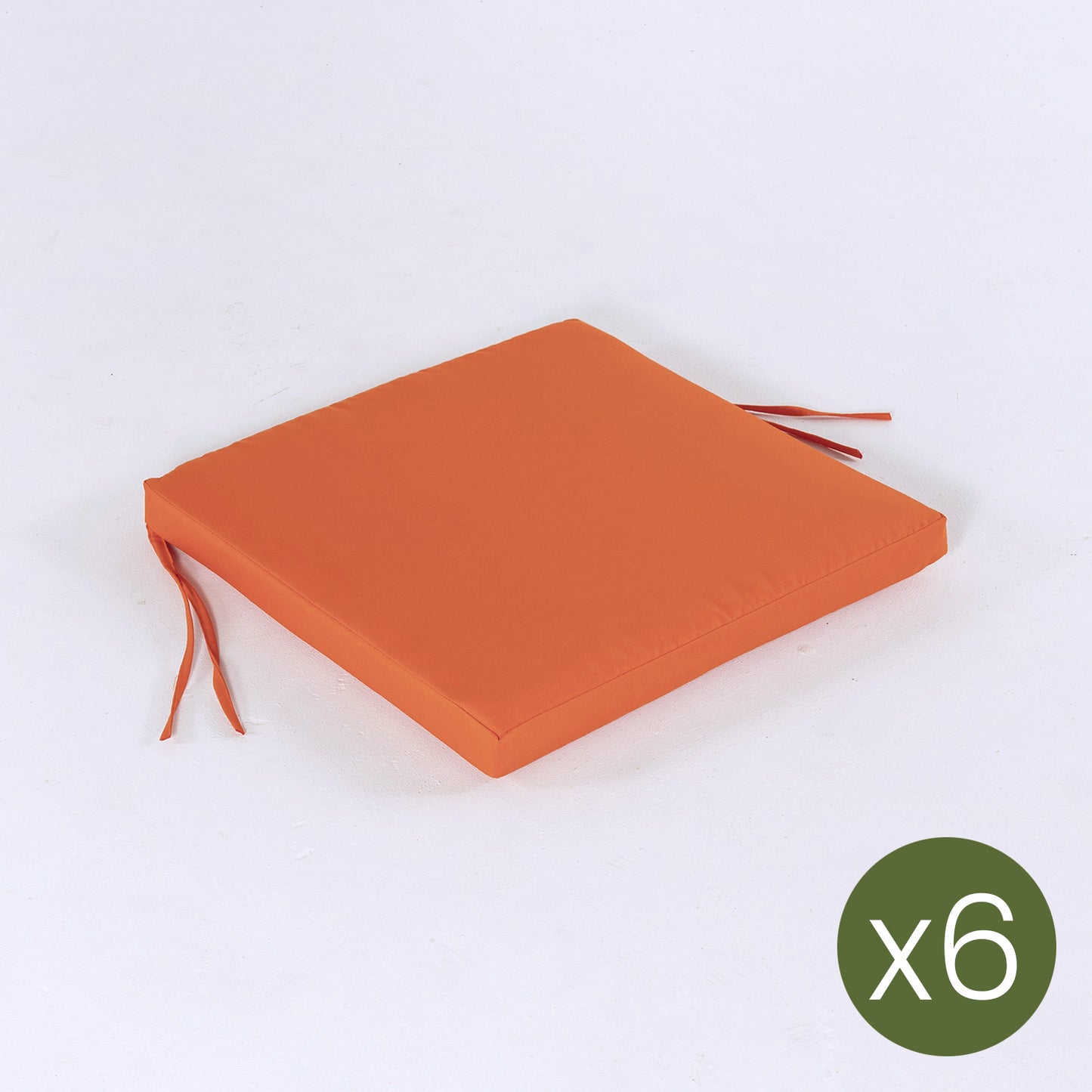 Pack 6 Cojines Para Sillas De Jardín Color Naranja, Tamaño 44x44x5 Cm, Repelente Al Agua, Desenfundable_2