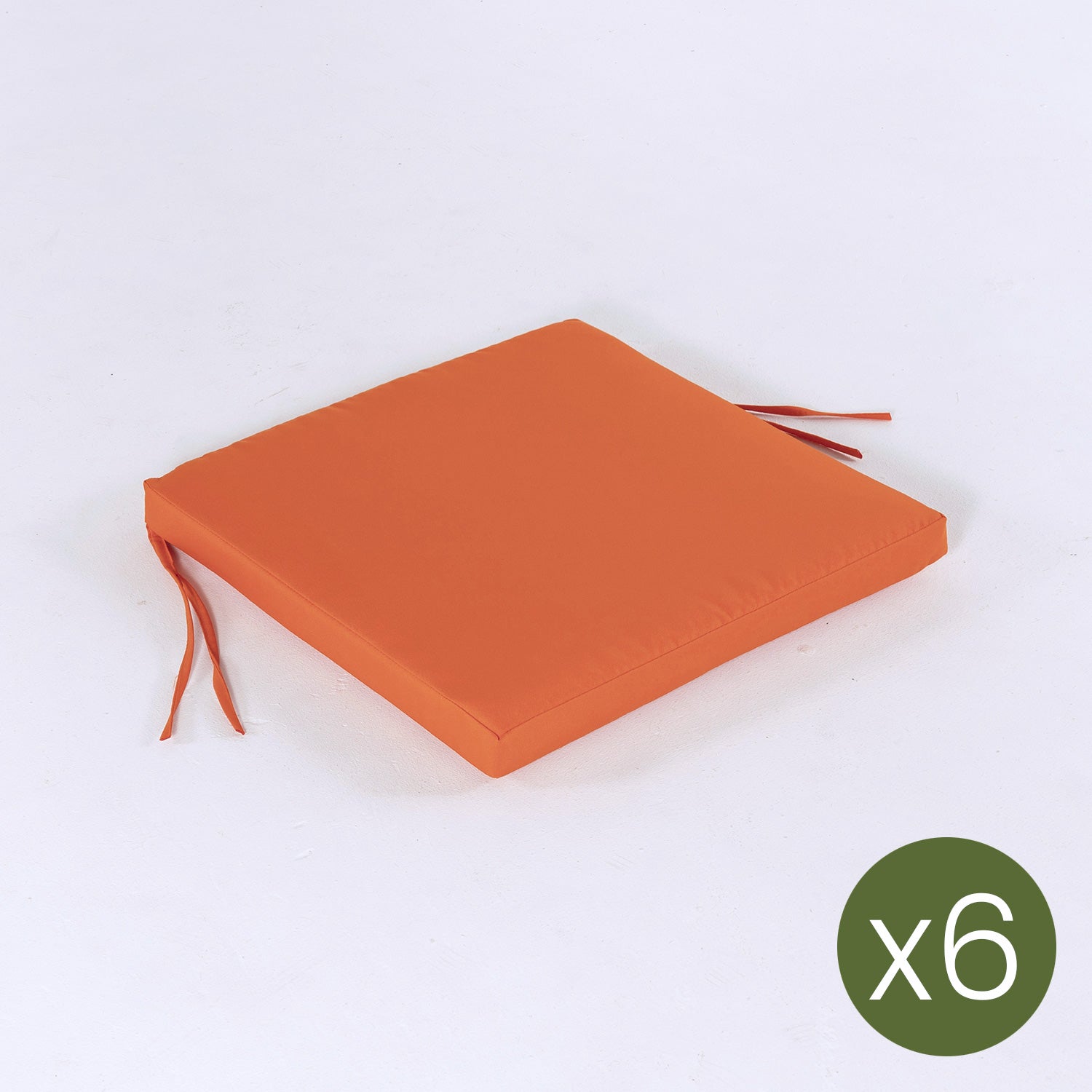 Pack 6 Cojines Para Sillas De Jardín Color Naranja, Tamaño 44x44x5 Cm, Repelente Al Agua, Desenfundable_2