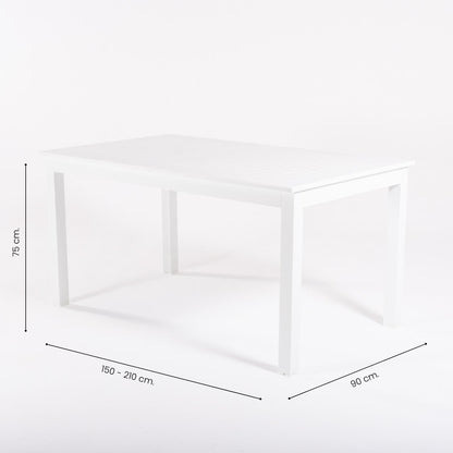 Conjunto De Mesas Y Sillas De Exterior, Extensible 152 A 210 Cm, Blanco_4