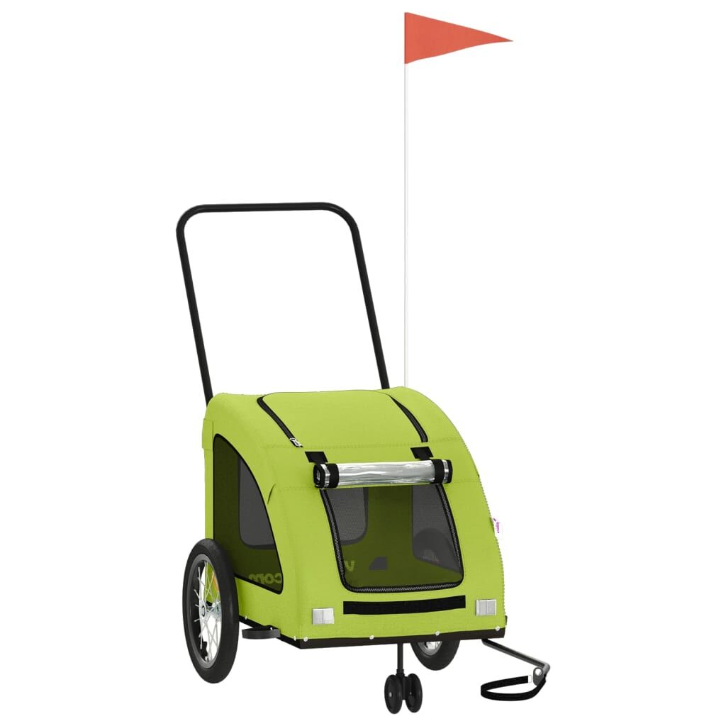 Vidaxl Remolque De Bicicleta Mascotas Hierro Tela Oxford Verde_0