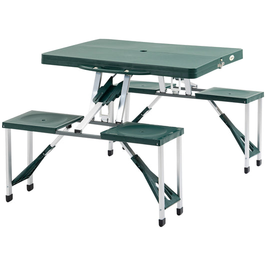 Outsunny Mesa Plegable De Camping Con 4 Asientos Agujero Para Sombrilla Picnic_0