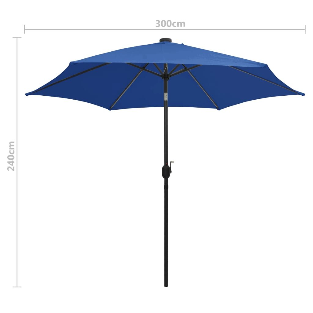 Vidaxl Sombrilla De Jardín Luces Led Palo De Aluminio Azul 300 Cm_2