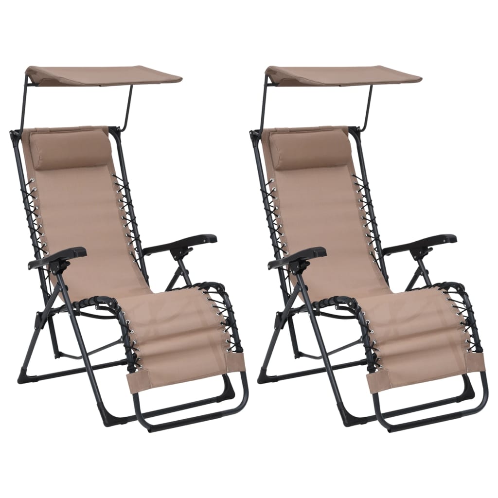 Sillas Plegables 2 Unidades Textilene Gris Taupe_0