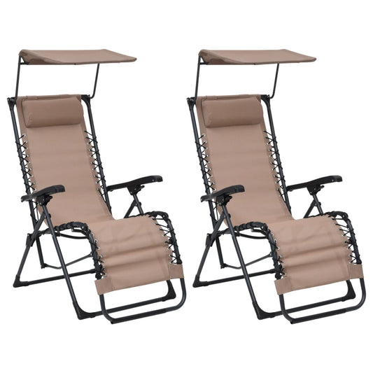 Sillas Plegables 2 Unidades Textilene Gris Taupe_0