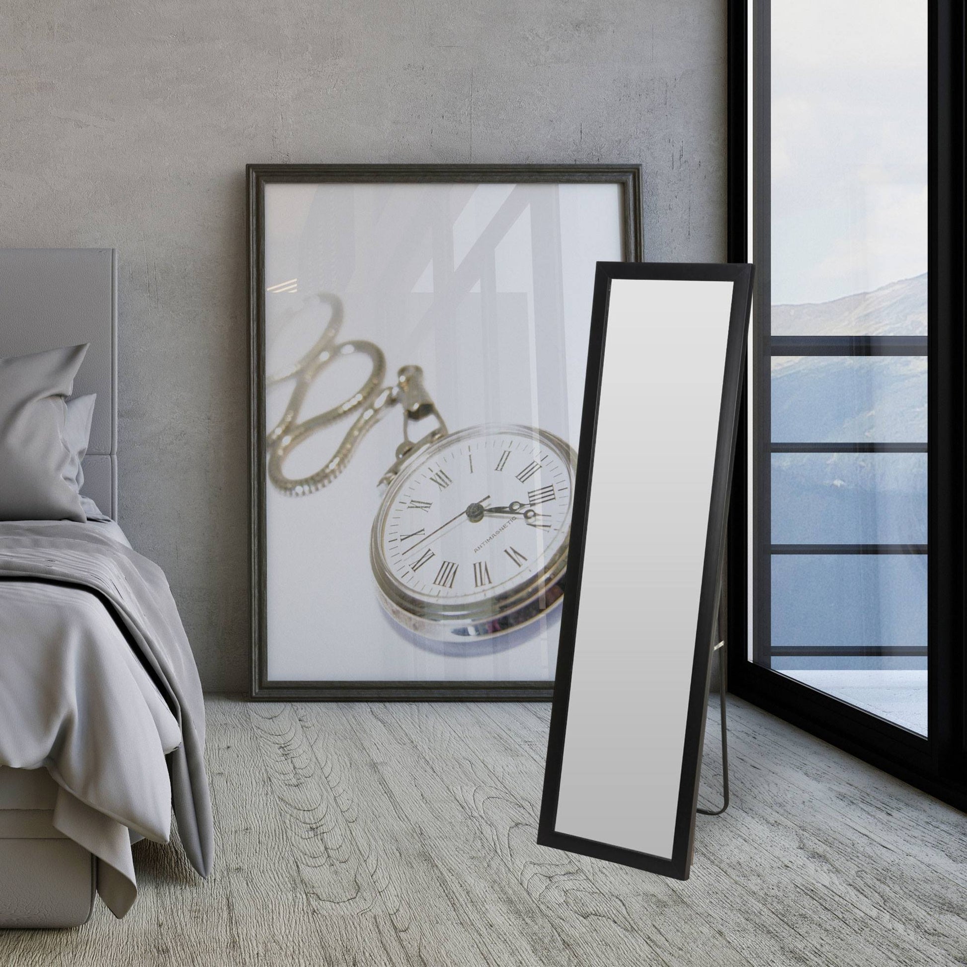 Well Home Espejo De Pie Formato Rectangular Con Soporte Metálico 35,2x125,2cm