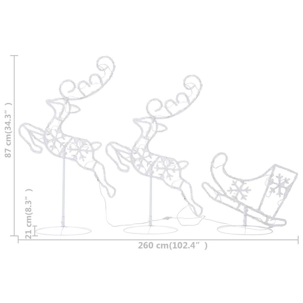 Vidaxl Renos Voladores Y Trineo Blanco Cálido 260x21x87 Cm_2
