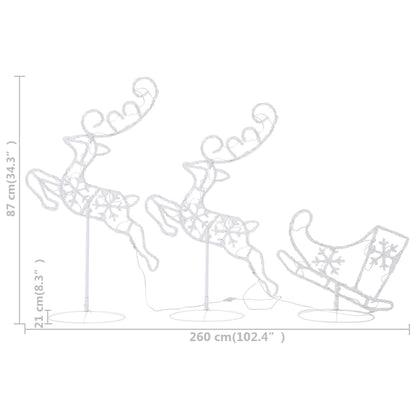 Vidaxl Renos Voladores Y Trineo Blanco Cálido 260x21x87 Cm_2