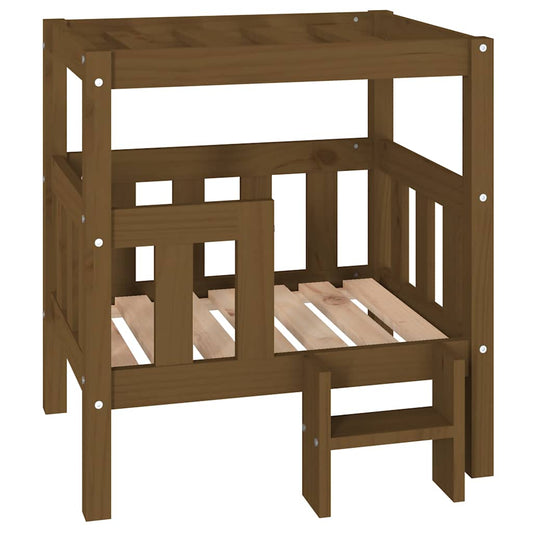 Vidaxl Cama Para Perros Madera Maciza Pino Marrón Miel 65,5x50,5x70 Cm_0