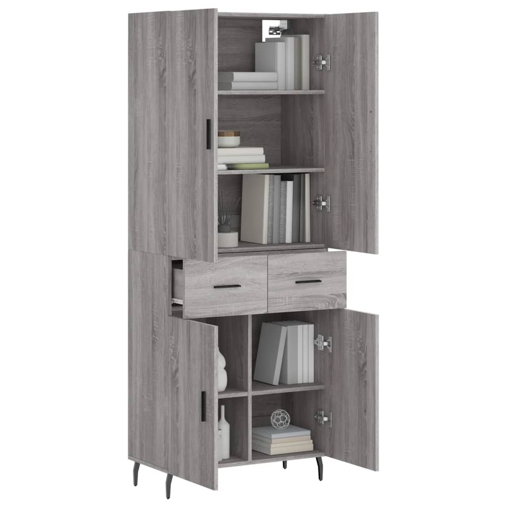Aparador Alto Madera Contrachapada Gris Sonoma 69,5x34x180 Cm_2