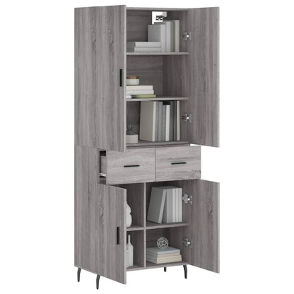Aparador Alto Madera Contrachapada Gris Sonoma 69,5x34x180 Cm_2