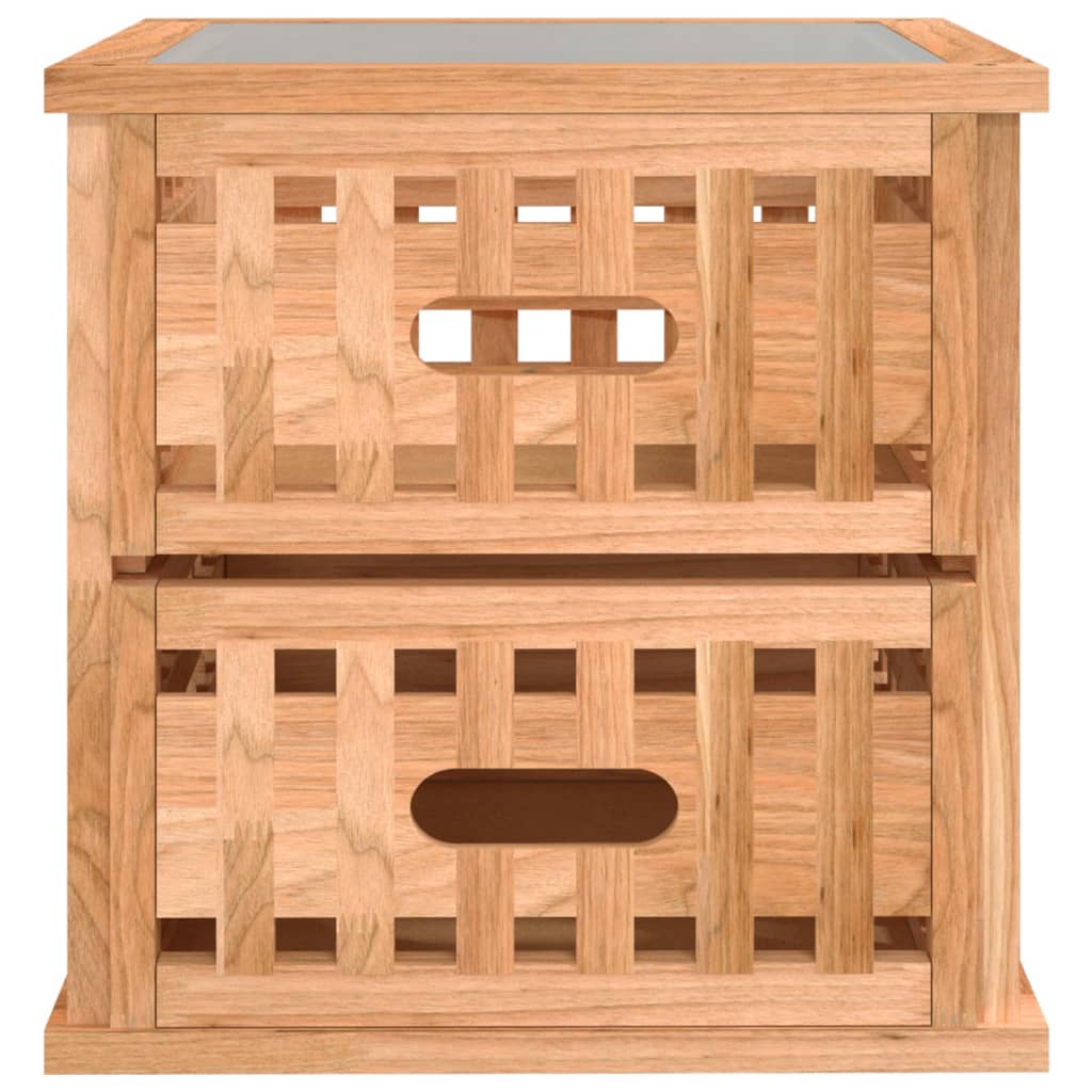 Mesita De Noche Madera Maciza De Nogal 34x34x34 Cm_3