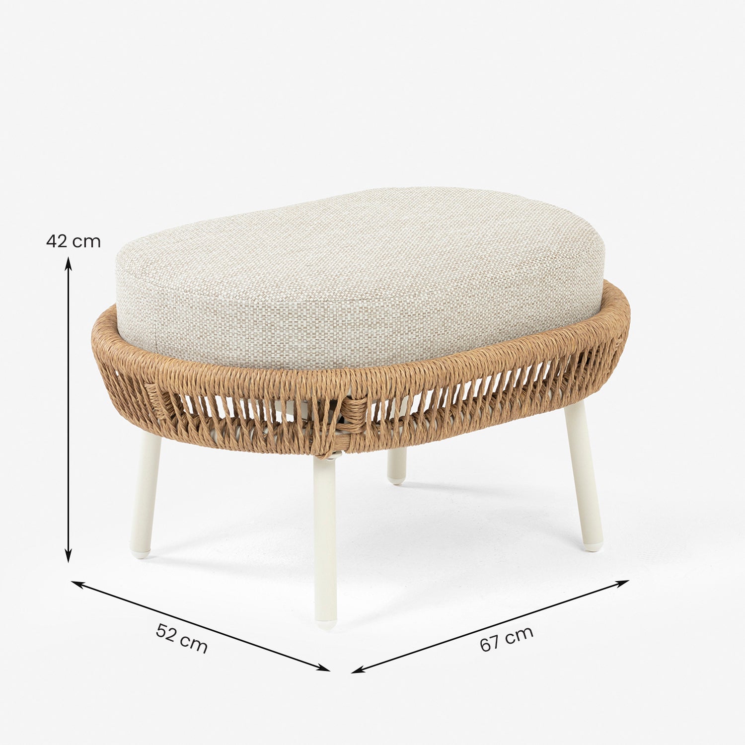 Conjunto De Sofás Ratán Trenzado,color Blanco Envejecido, Sillón:78x70x83 Cm Alto Reposapies 67x52x42 Cm Alto Mesas:60x51 Cm Alto_1