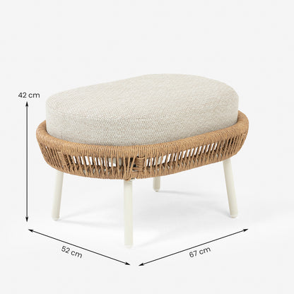Conjunto De Sofás Ratán Trenzado,color Blanco Envejecido, Sillón:78x70x83 Cm Alto Reposapies 67x52x42 Cm Alto Mesas:60x51 Cm Alto_1