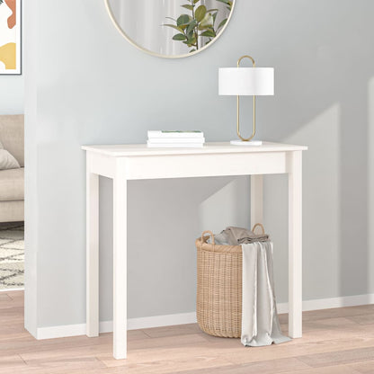 Mesa Consola De Madera Maciza De Pino Blanco 80x40x75 Cm_1