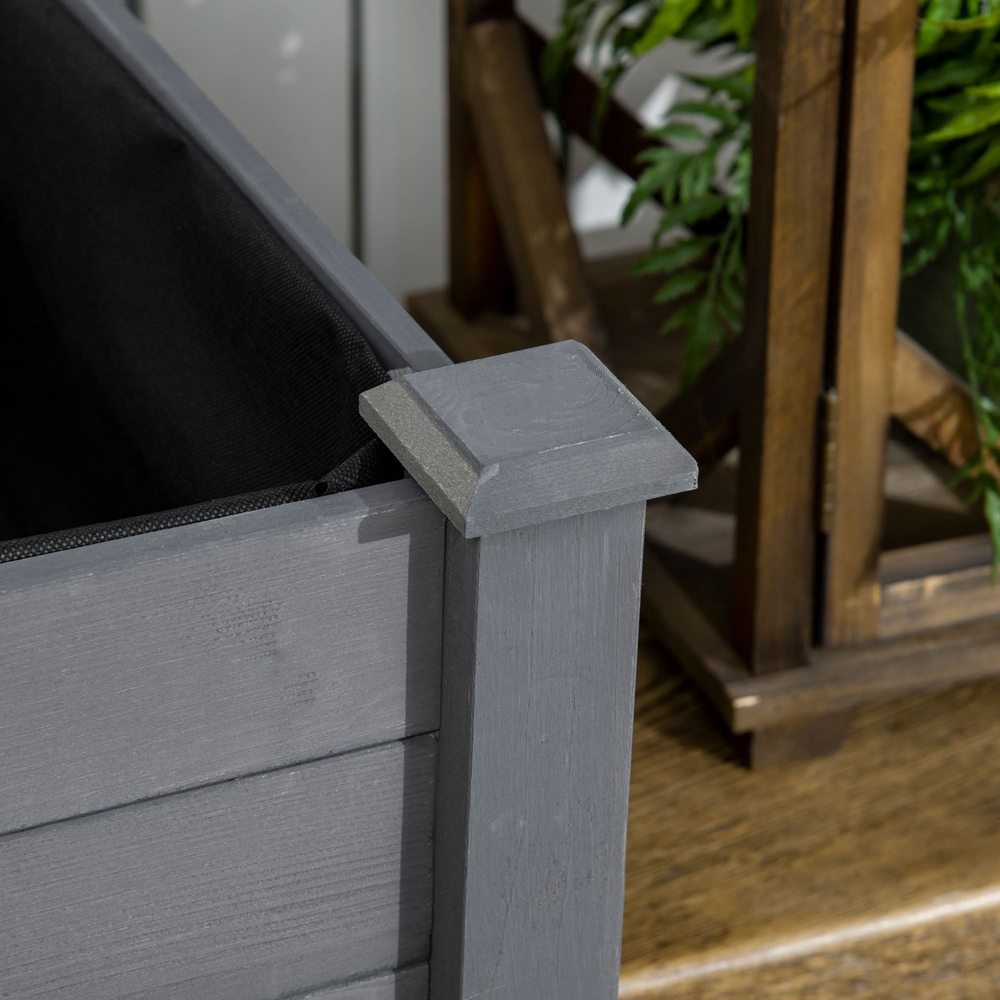 Outsunny Huerto Urbano Elevado De Madera 122,5x56,5x76 Cm Para Cultivos Gris_3