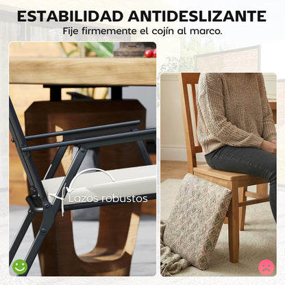 Outsunny Juego De Cojines Para Sillas De Comedor De 6 Piezas 46x42x7 Cm Crema_5