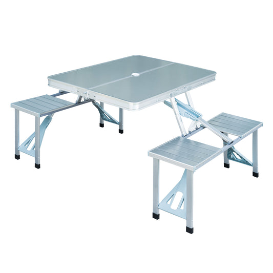 Outsunny Mesa Maleta De Camping Plegable Con 4 Asientos Y Agujero Para Sombrilla_0