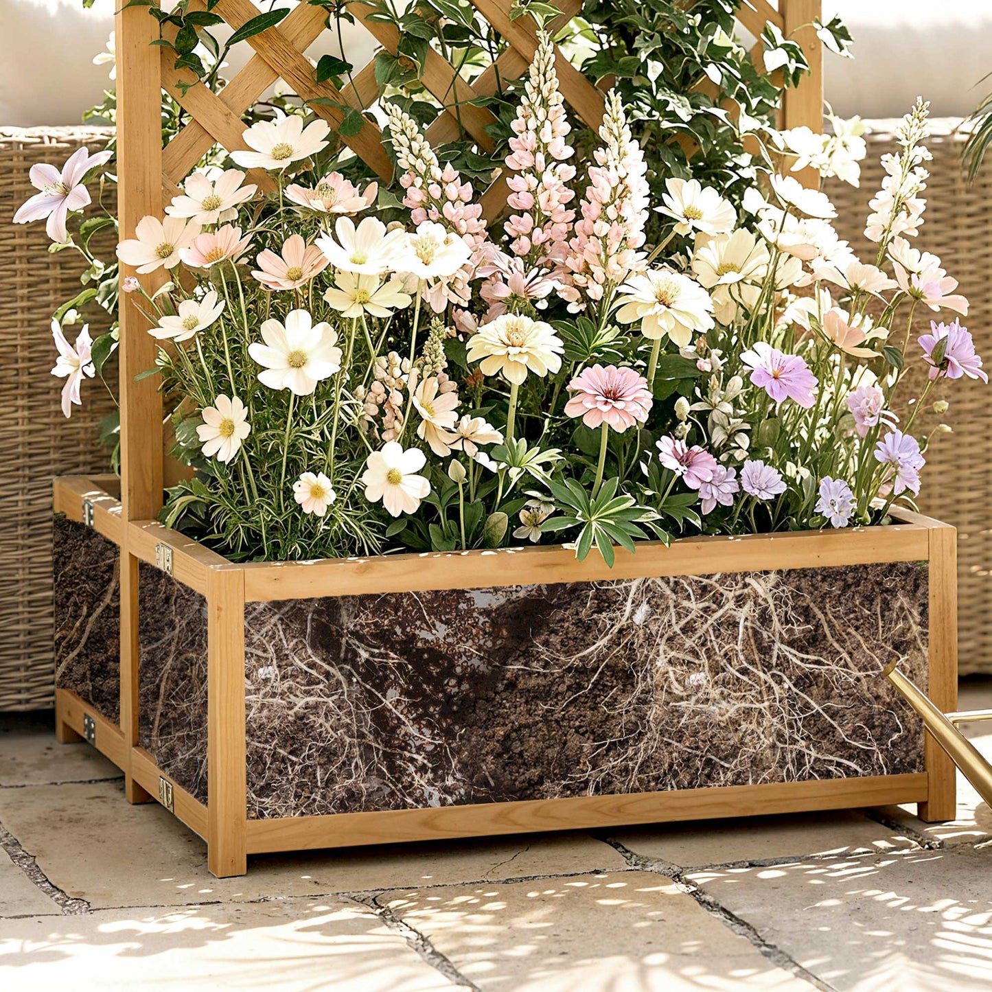 Outsunny Jardinera Con Enrejado De Madera Con 2 Cajas Plegables 73x70x170 Cm_3