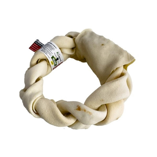 Lifebound - Hueso Masticable Natural para Perros de Piel de Ternera en Forma de Trenza con Sabor Natural - 6 Piezas - L