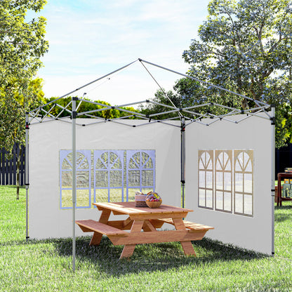 Outsunny Paredes Laterales Para Carpa De 2 Paneles 295x195 Cm Con Ventana Blanco_4
