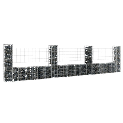 Cesta De Gaviones Forma De U 4 Postes De Hierro 380x20x100 Cm / Vetonek_5