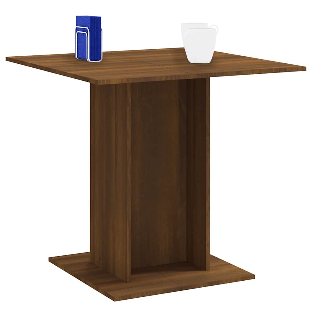 Mesa De Comedor Madera Contrachapada Roble Marrón 80x80x75 Cm_1