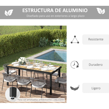 Outsunny Mesa De Jardín Mesa De Comedor De Aluminio Para 8 Personas 190x90x74 Cm_4