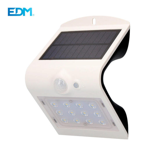 Aplique Solar 1,5w 220lm Recargable. Sensor De Presencia (2-6m) Color Blanco 9,5x7,3x13cm Edm_0