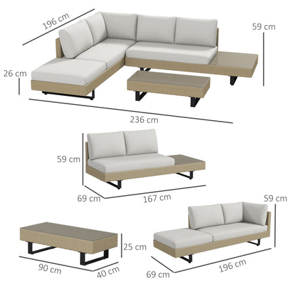 Outsunny Conjunto De Muebles Set De Sofás Ratán 3 Piezas Cojines Extraíbles_2