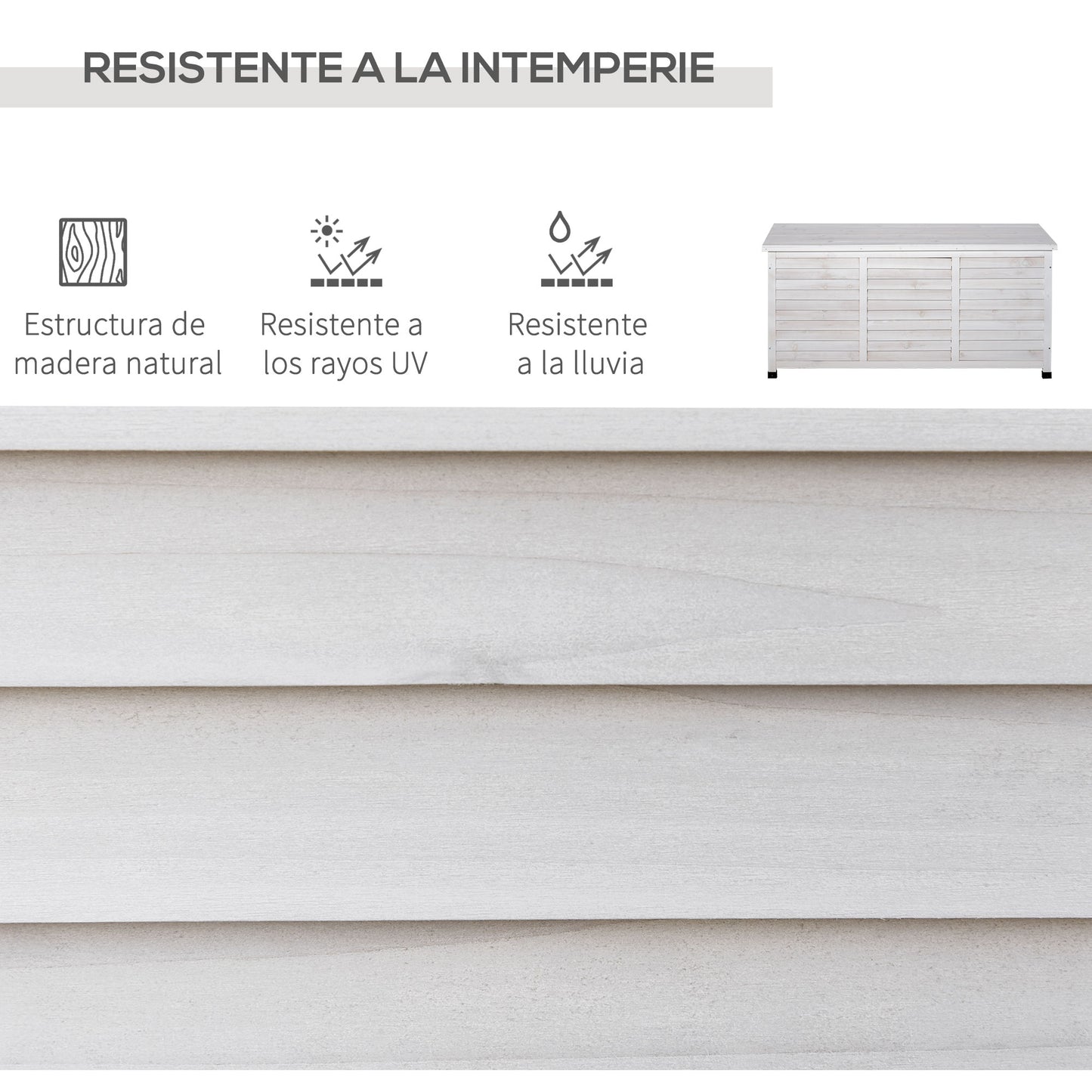 Outsunny Baúl De Madera Exterior Con Tapa Abrible Y Diseño Persiana 127x56x60 Cm_3