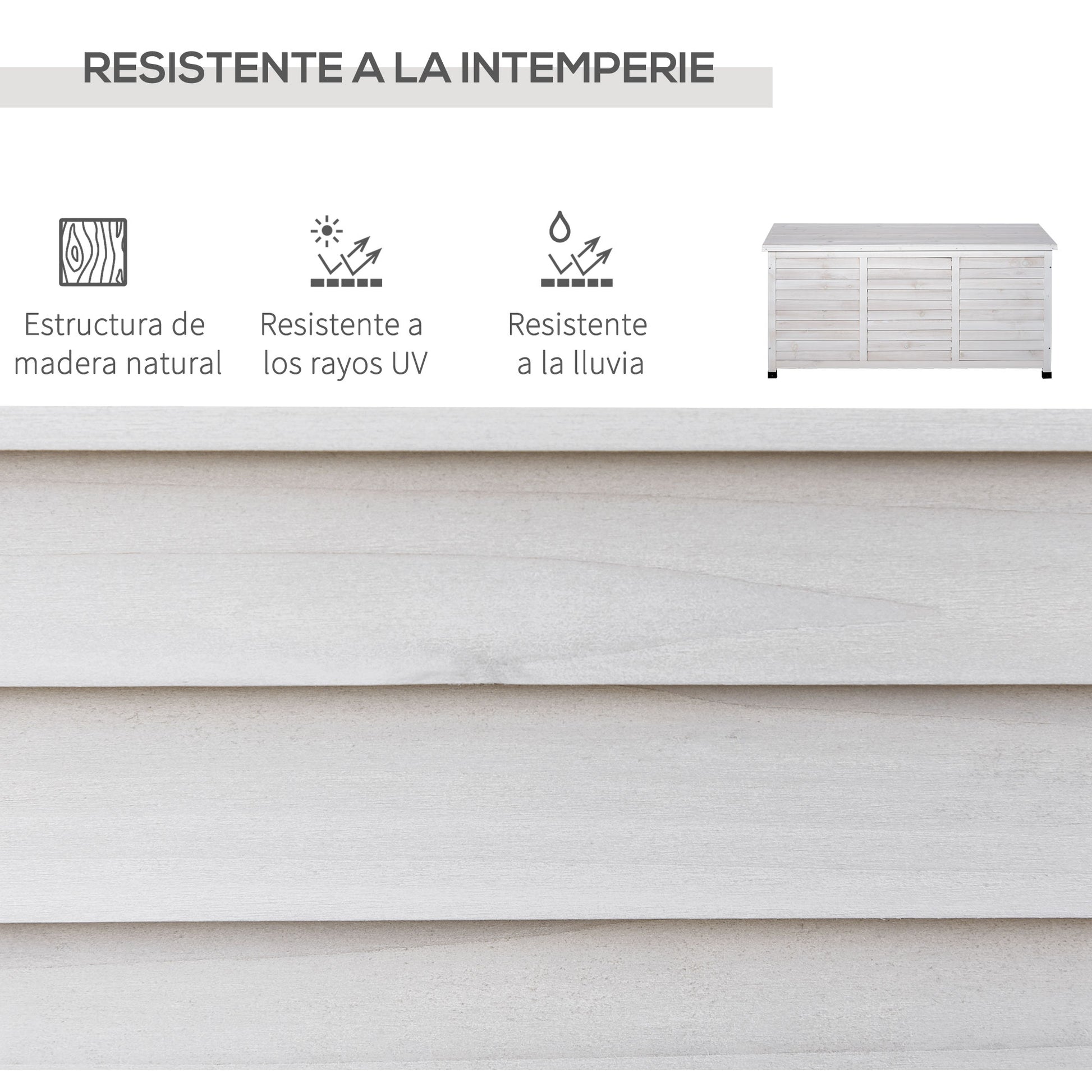 Outsunny Baúl De Madera Exterior Con Tapa Abrible Y Diseño Persiana 127x56x60 Cm_3