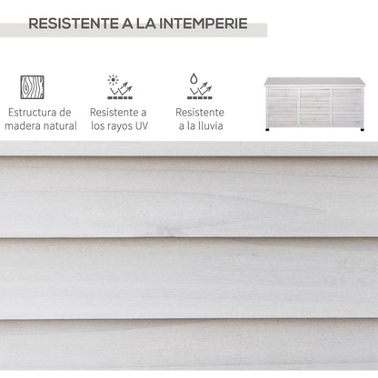 Outsunny Baúl De Madera Exterior Con Tapa Abrible Y Diseño Persiana 127x56x60 Cm_3