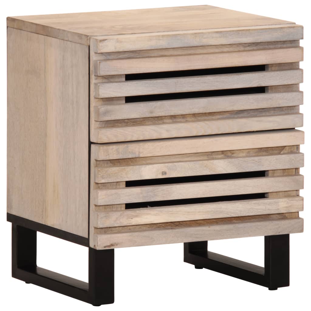 Mesitas De Noche 2 Uds Madera De Mango Blanqueado 40x34x46 Cm_0