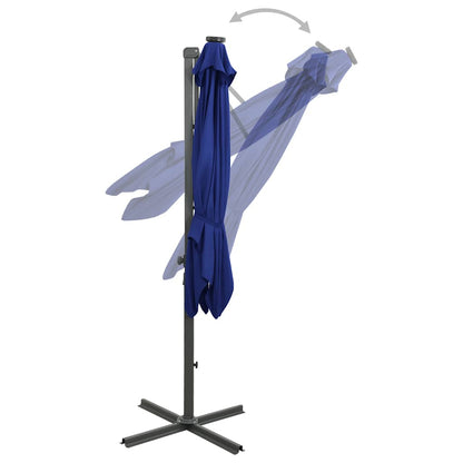 Vidaxl Sombrilla Jardín Voladiza Palo Y Luces Led Azul Celeste 300 Cm_1