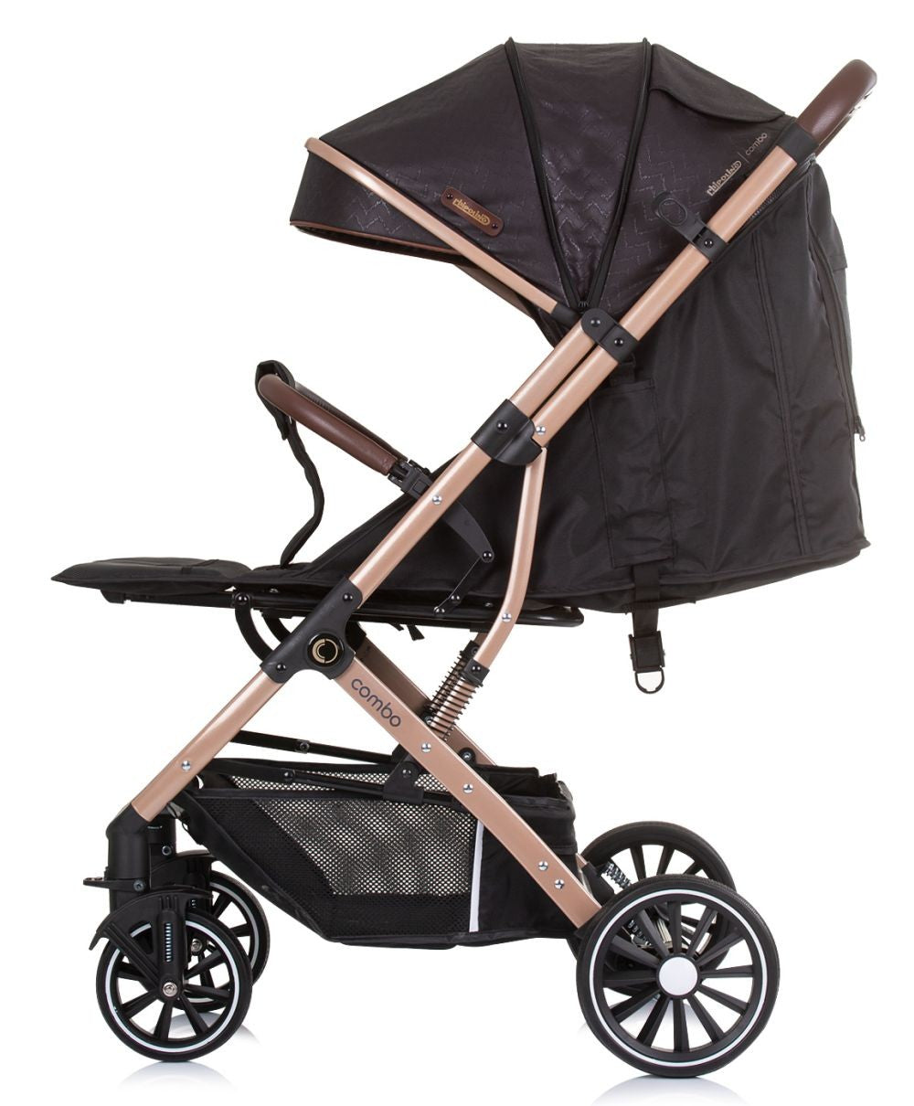 Silla De Paseo Compacta Hasta 22 Kilos Combo Obsidian Gold_2