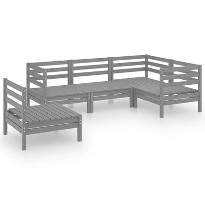 Juego De Muebles De Jardín 5 Piezas Madera Maciza De Pino Gris / Vetonek_3
