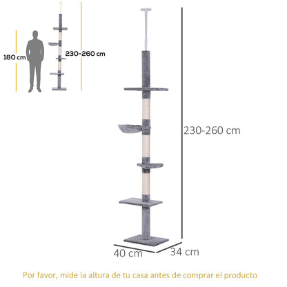 Pawhut Árbol Rascador Para Gatos De 230-260 Cm_2