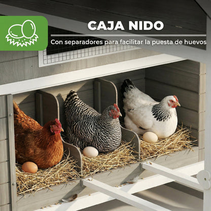 Pawhut Gallinero Grande Exterior Con 2 Nidos Corral 347x160x150cm Gris Oscuro_5
