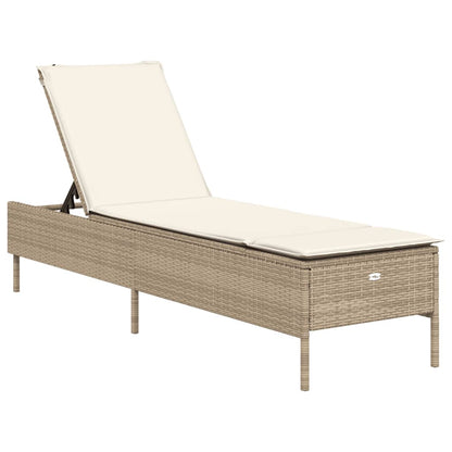 Tumbona Con Cojín Ratán Sintético Beige / Vetonek_4