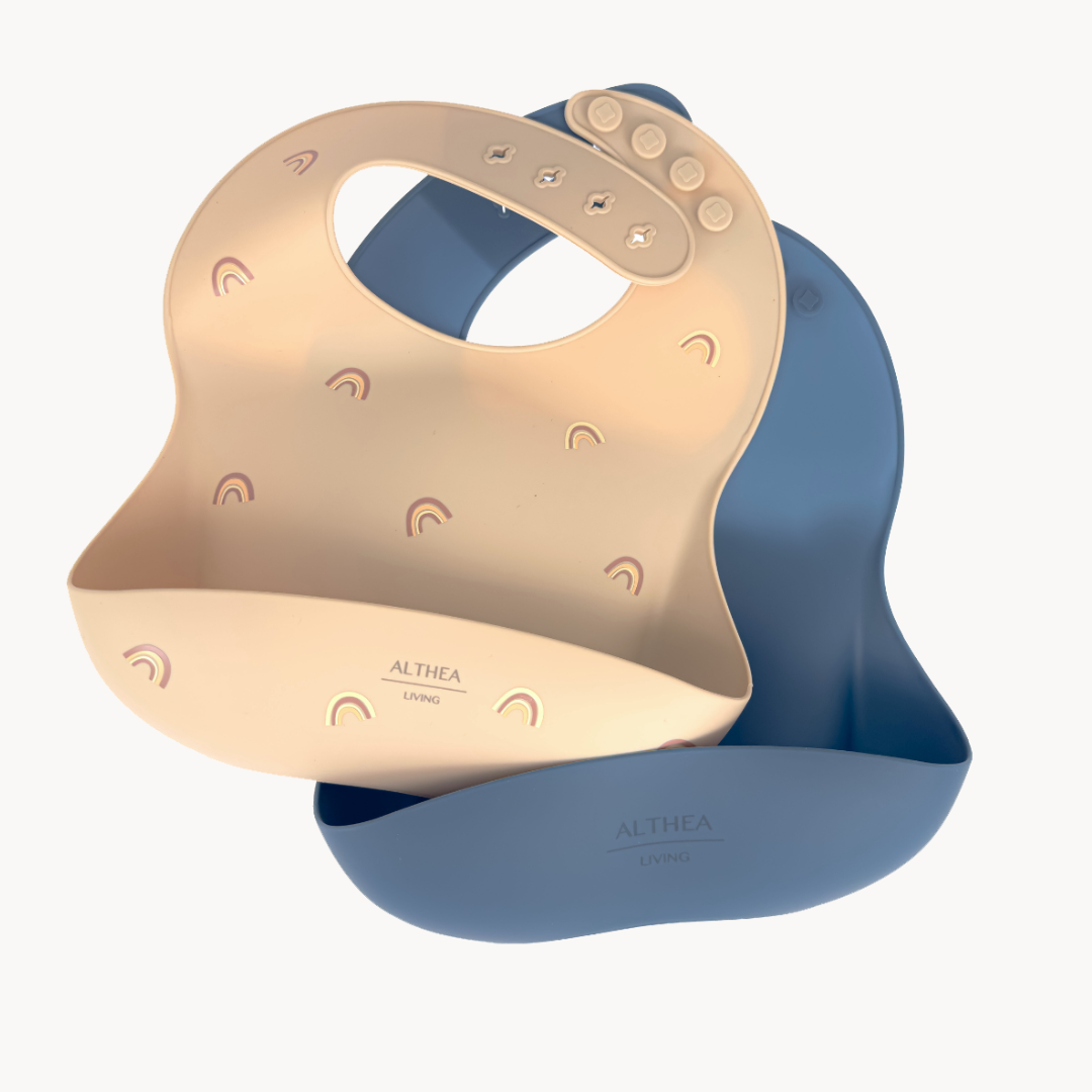 Baberos Impermeables - 2 Piezas - Beige / Azul Marino._0