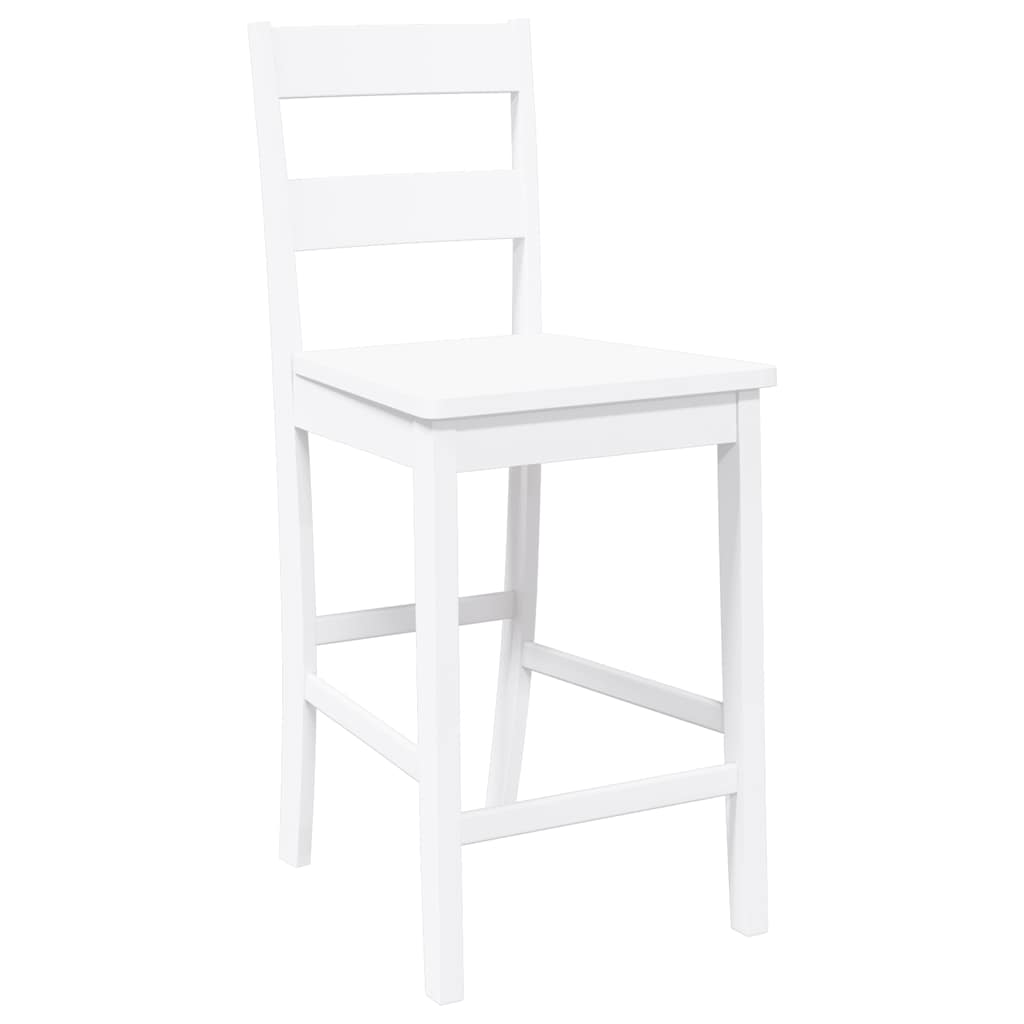 Taburetes De Bar 2 Uds Madera Maciza Blanca Caucho_2