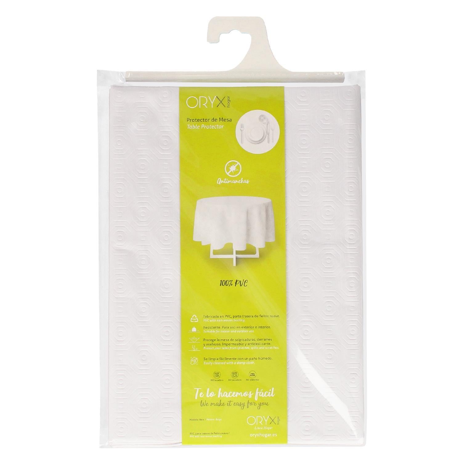 Mantel Hule Muleton Redondo Blanco Impermeable Antimanchas Pvc Ø 140 Cm. Uso Interior Y Exterior_2