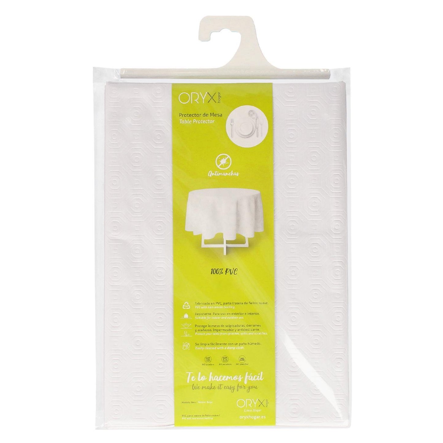 Mantel Hule Muleton Redondo Blanco Impermeable Antimanchas Pvc Ø 140 Cm. Uso Interior Y Exterior_3
