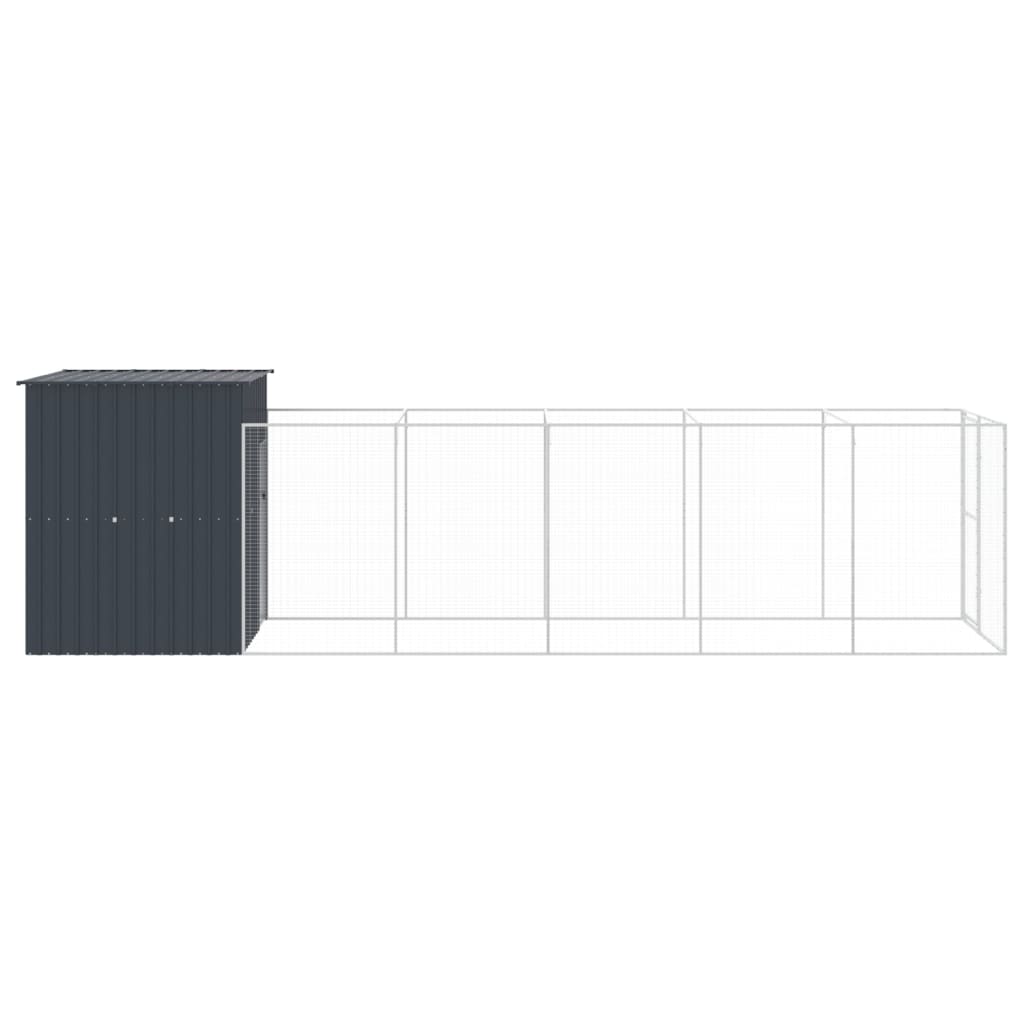 Caseta Perros Con Corral Acero Galvanizado Gris 165x659x181 Cm_3