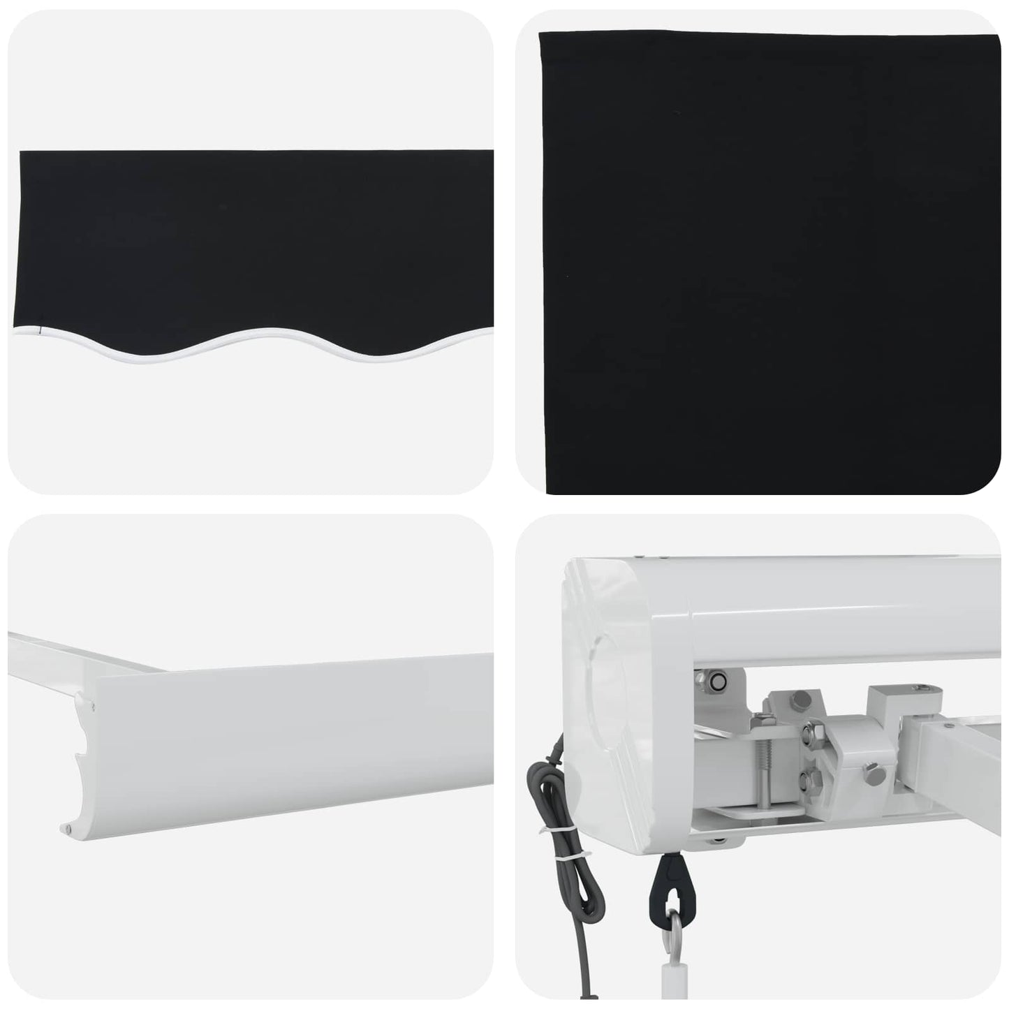 Toldo Retráctil Negro 300 X 250 X 165 Cm Tela Y Metal_3