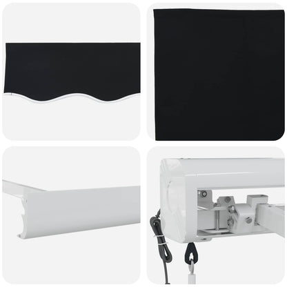 Toldo Retráctil Negro 300 X 250 X 165 Cm Tela Y Metal_3